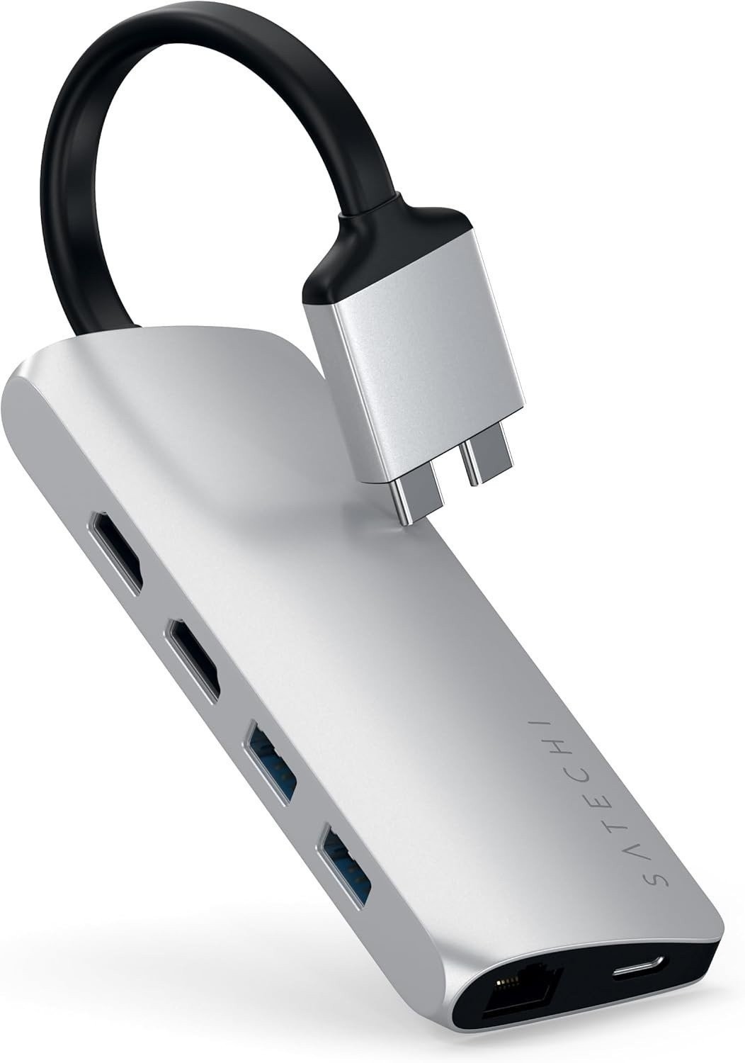 Satechi Type-C Dual Multimedia Adapter with Dual 4K HDMI, USB-C PD - Silver