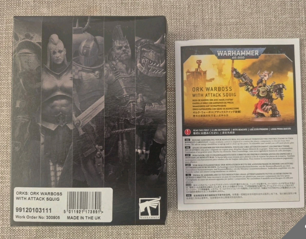 Warhammer 40k -  Orks - Ork Warboss with Attack Squig - Brand New in Box OOP
