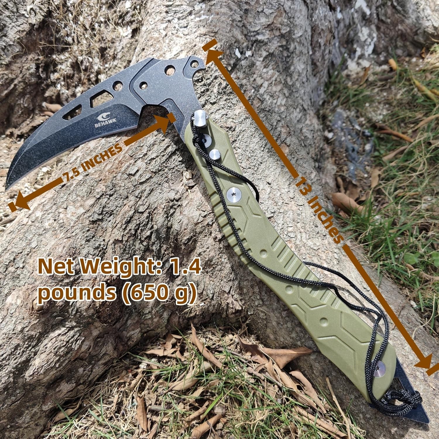 Folding Sickle Knife With Sheath, Quick Release Tactical Survival Tool