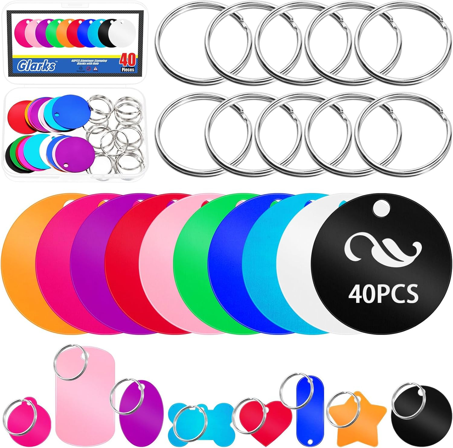 40Pcs 35 X 3 X 1 Mm Aluminum round Laser Engraving Tags Kit