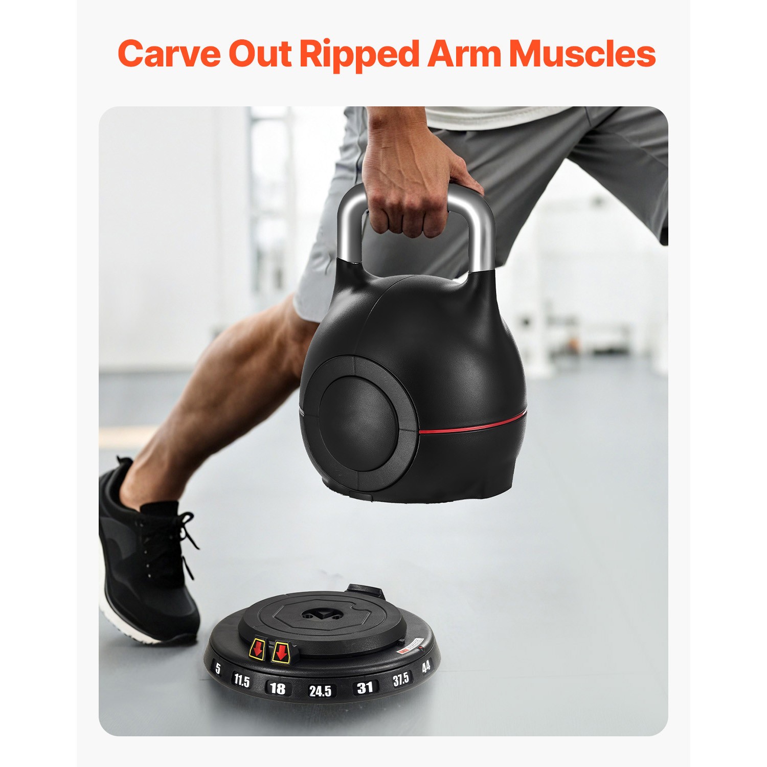 Adjustable Kettlebell 7-in-1 Weight Set, 5-44 lbs for Strength & Workout
