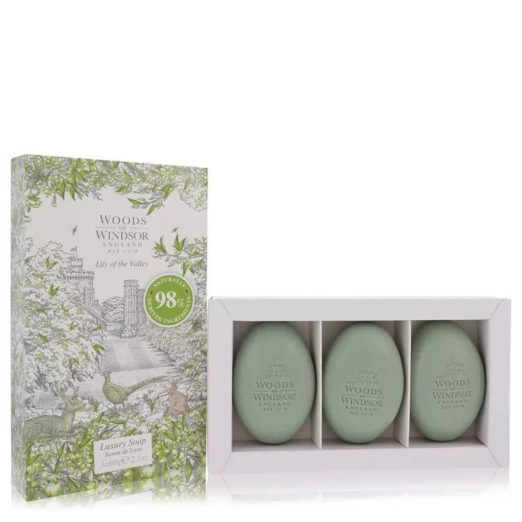 Woods of Windsor Lily Of The Valley Luxury Soap-3 x 60g/2.1oz-FREE SHIPPING