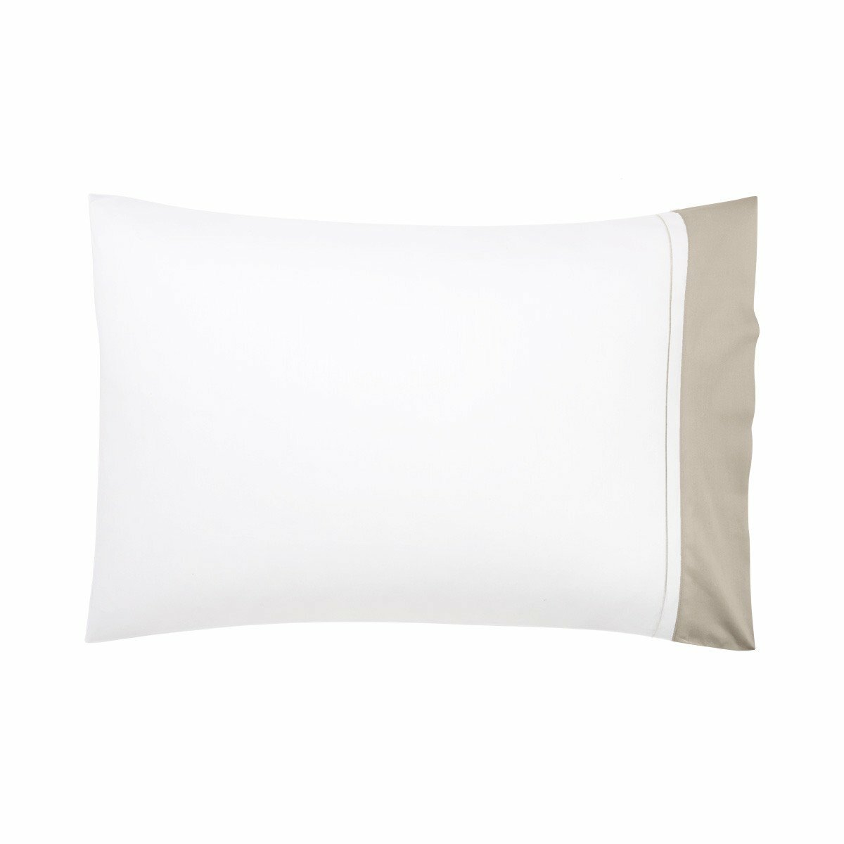 LUTECE BY YVES DELORME FRANCE - COTTON SATEEN PILLOWCASE, WHITE W/ COLOR FLANGE