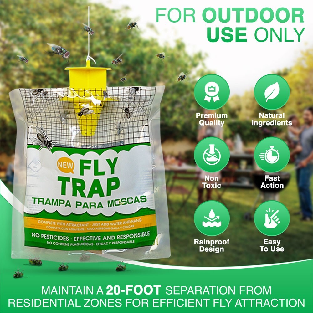 10 pack Outdoor Fly Traps Bundle - Disposable, Hanging Outdoor