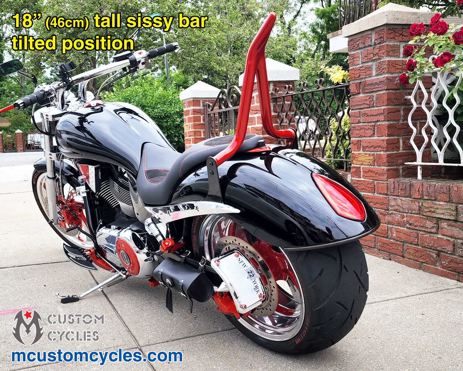18" (46cm) Victory Jackpot Sissy Bar Passenger Backrest