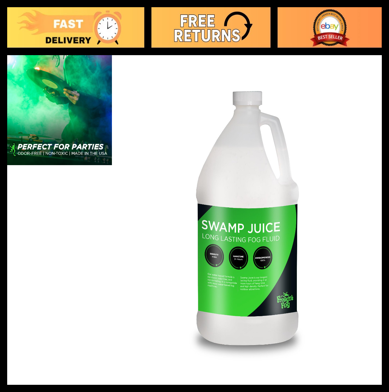 Long-Lasting Fog Fluid - Half Gallon, 2-3 Hour Hang Time for Haunts & DJs