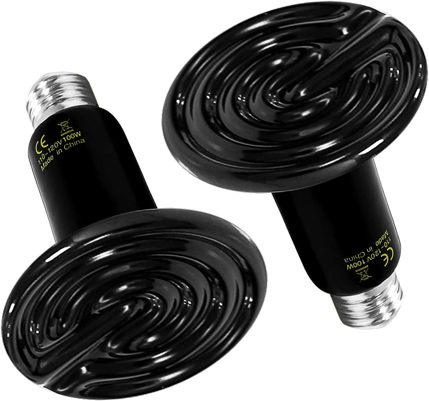 Simple Deluxe 100W 2-Pack Ceramic Reptile Heat Lamp *2, Black/2-pack