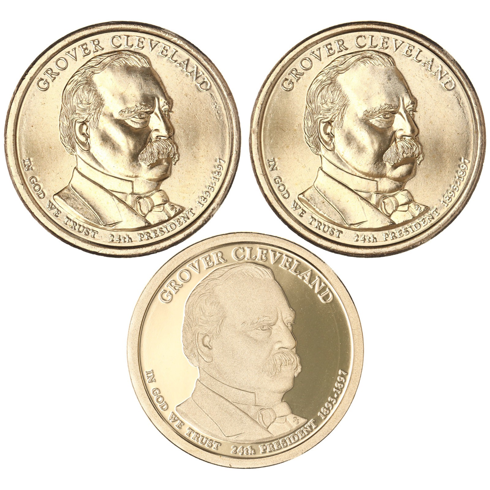 2012 PD S Grover Cleveland 2T Presidential Dollar Year Set Proof & BU US 3 Coins