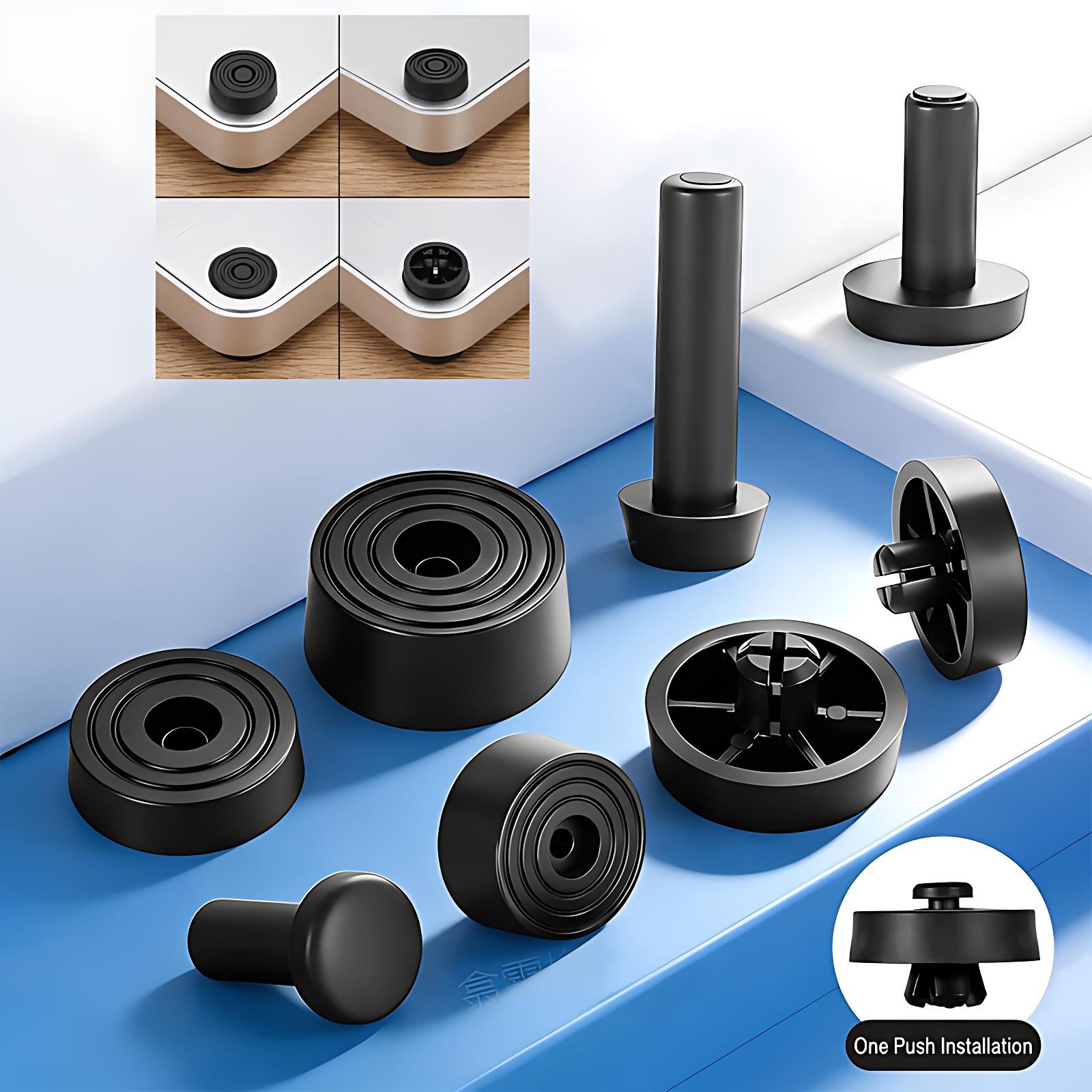 Round Anti Vibration Feet Push-in Self-Locking Rubber Feet for PC Case Computer