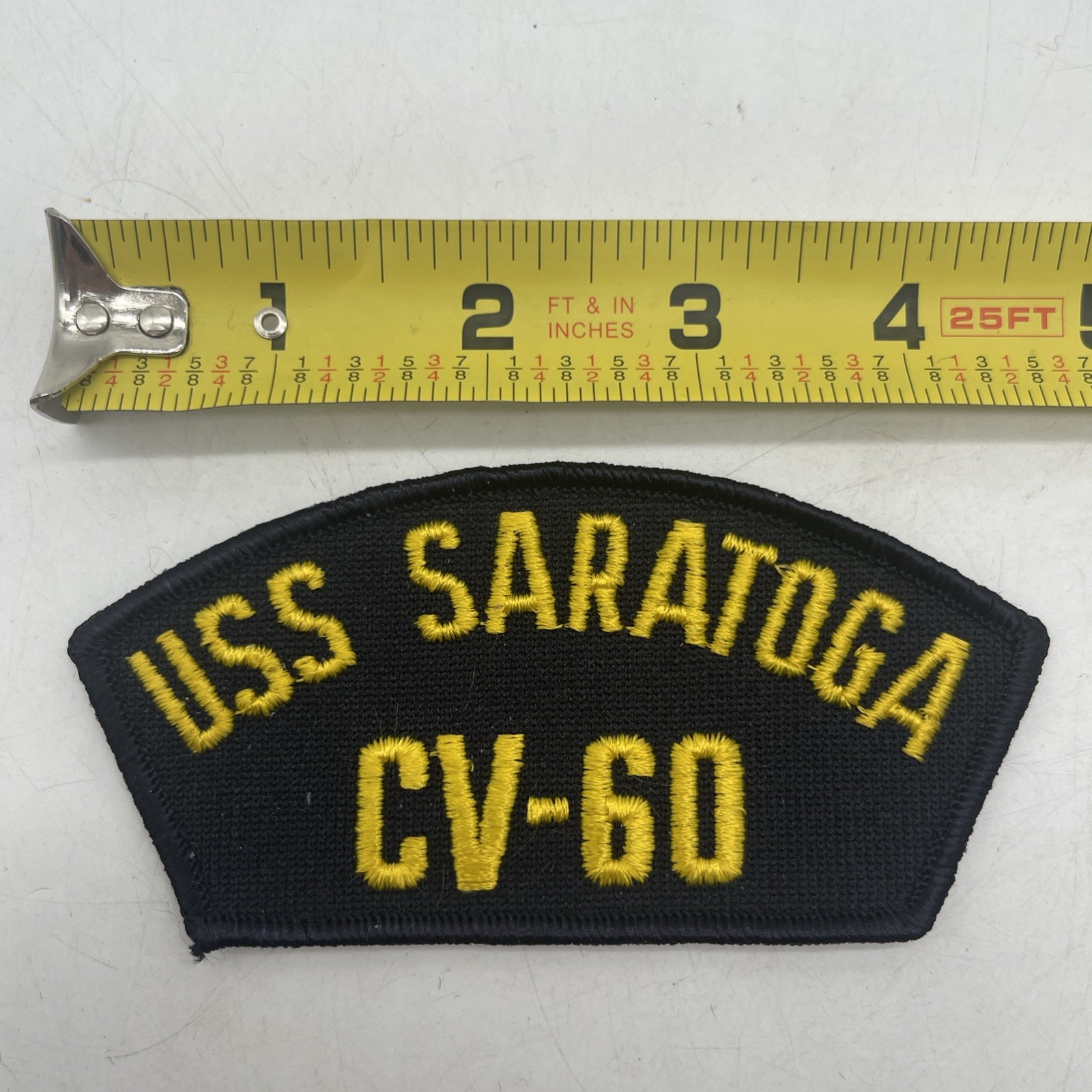 Vintage U.S. Navy USS Saratoga CV-60 Naval Ship Patch Cap Shoulder Patch ~2x4.5”