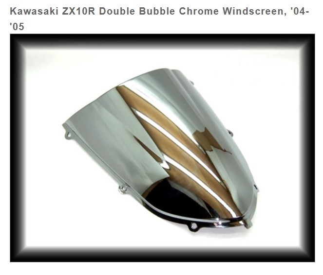 Kawasaki Ninja ZX10R CHROME Double Bubble Replacement Windshield, '04-'05