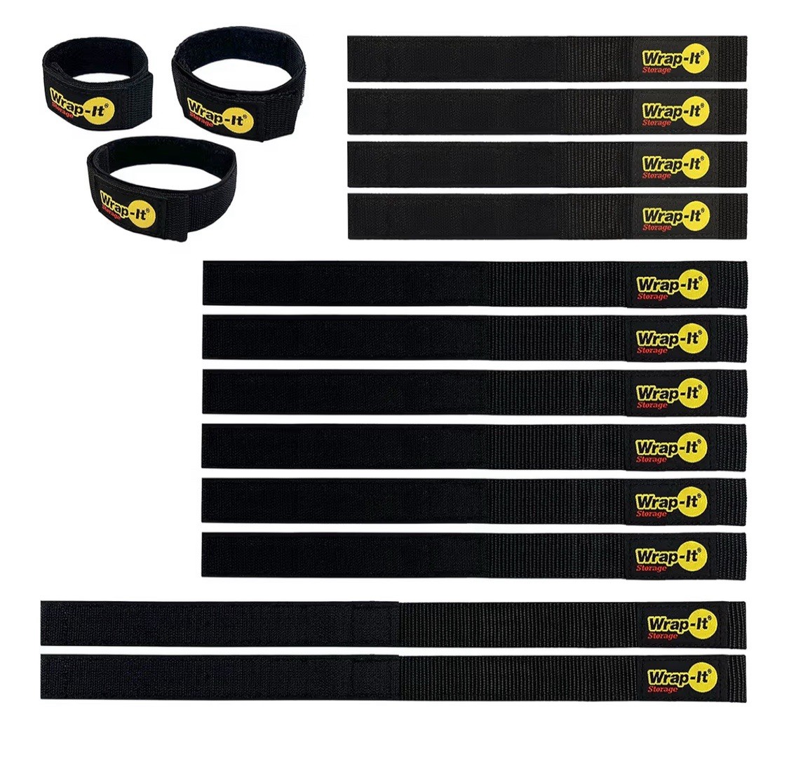Quick-Straps by Wrap-It Storage - Assorted 18 Pack, Black