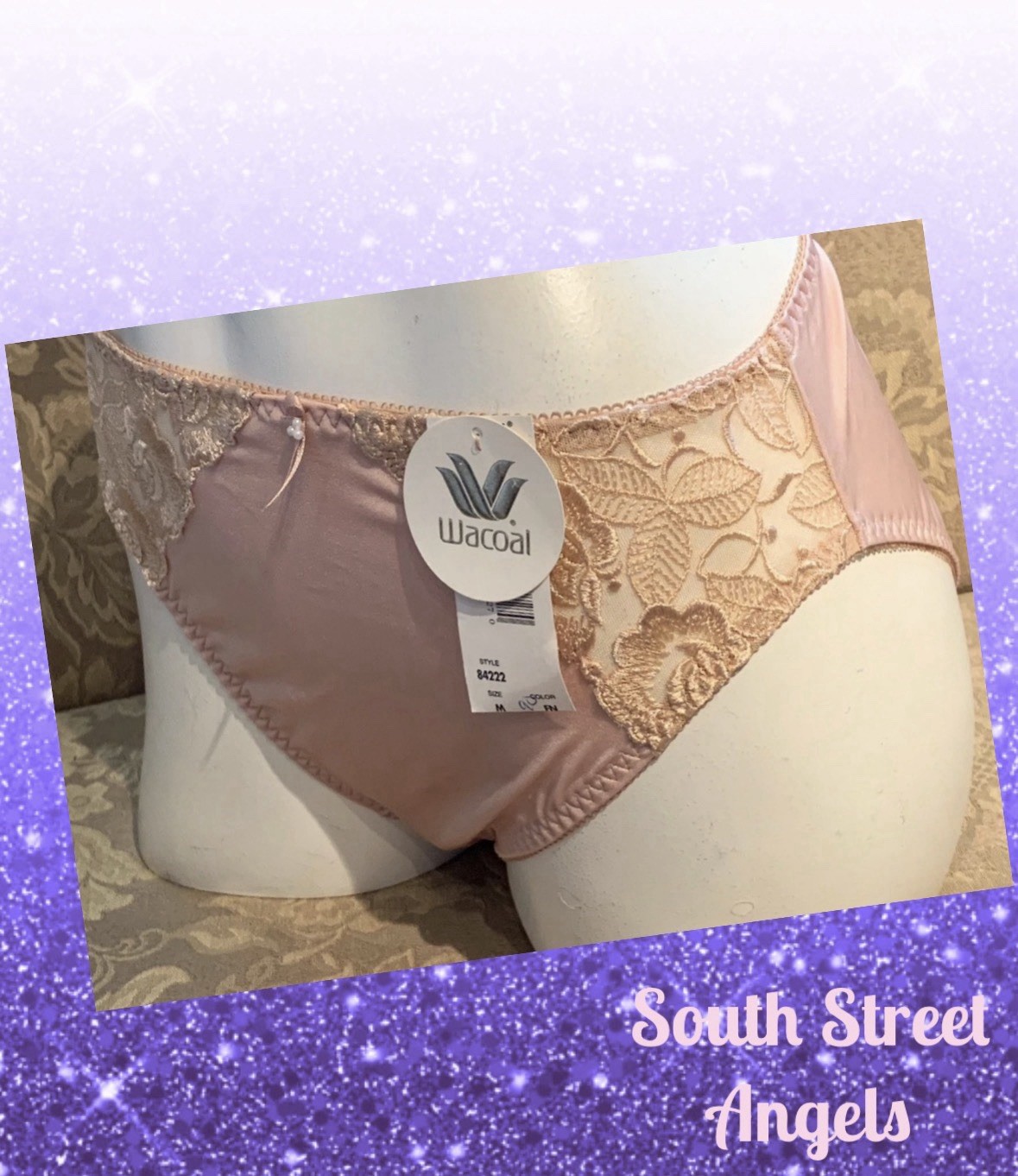 WACOAL 84222 VINTAGE FRENCH NUDE ELEGANCE EMBROIDERED HICUT BRIEF PANTIES MEDIUM