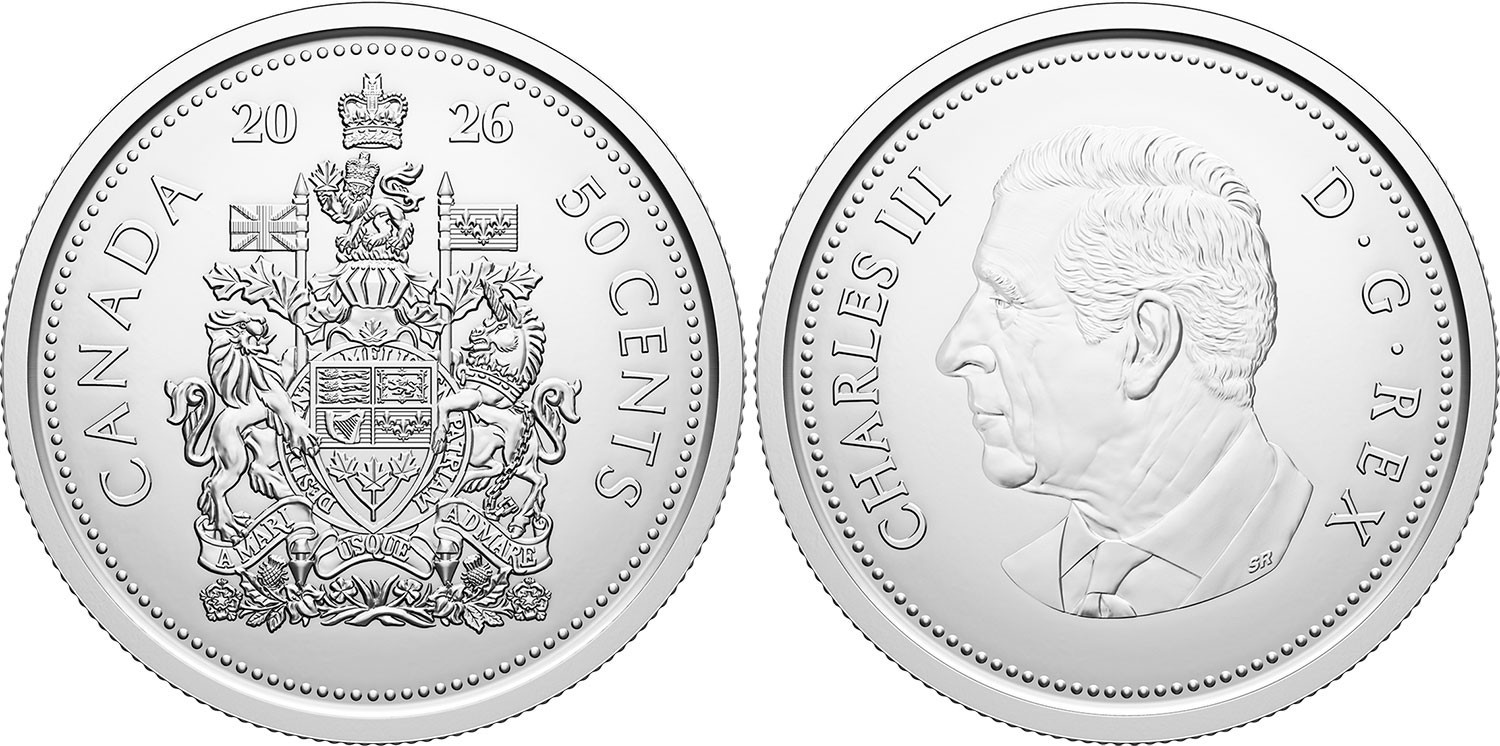 2026 Charles III CANADA 50 Cents Half Dollar Coin from Special Wrap Roll
