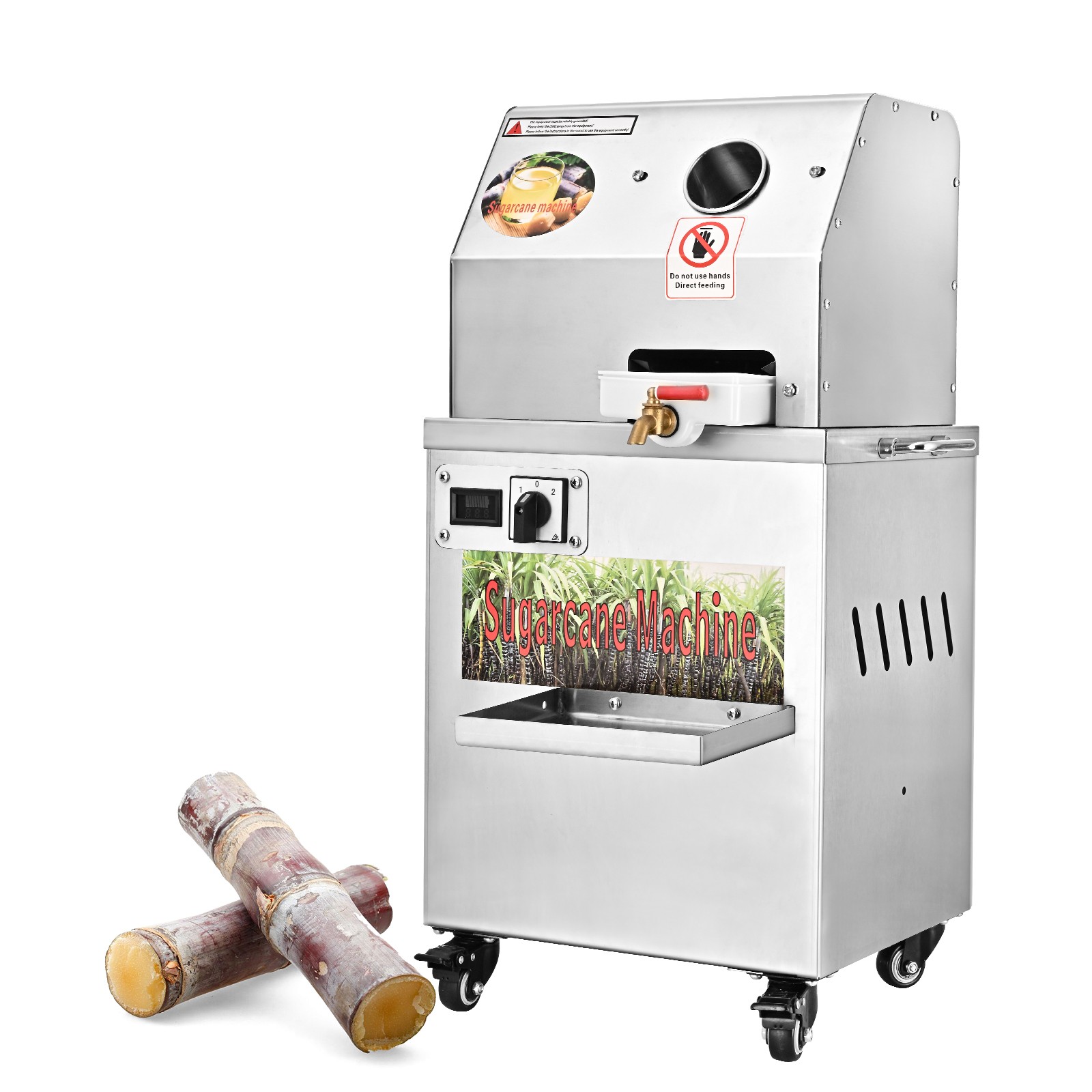 Electric Sugarcane Juicer Stainless Steel Extractor & Squeezer 3 Rollers 350W