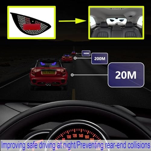 2Pcs Car Devil Eye Lights,Car Windscreen and Rear Window LED Devil Blue/Red
