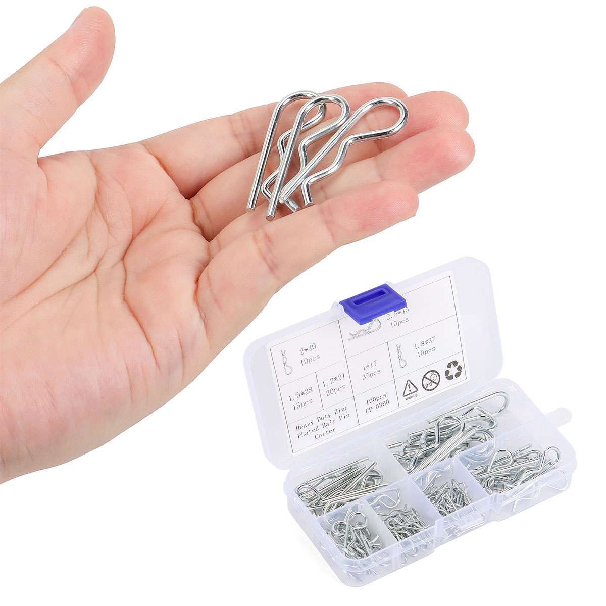 100PCS R Clips Spring Lynch Hitch Cotter Hair Pin Assortment Split Disc Calip US