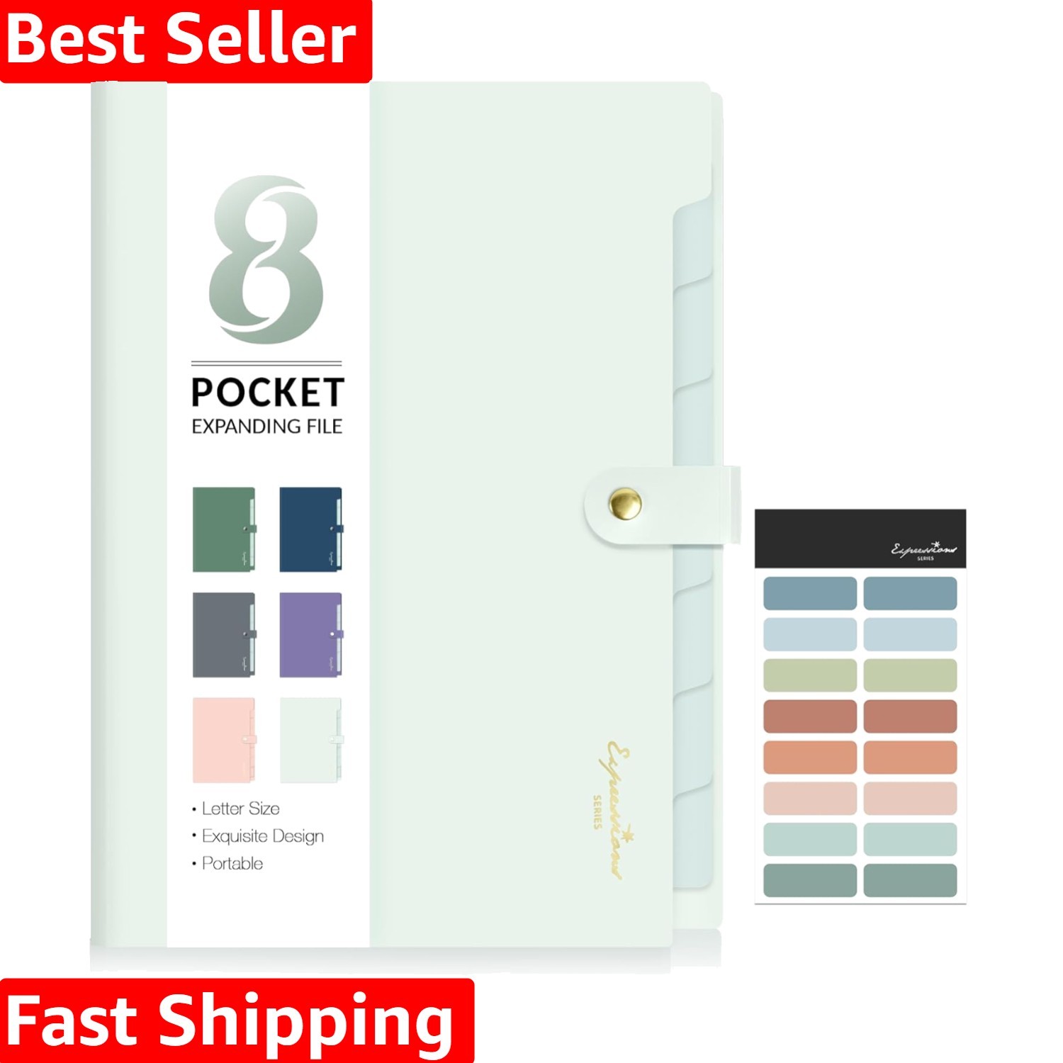 Elegant Accordion File Organizer, 8 Pocket Expanding File Folders with Labels...