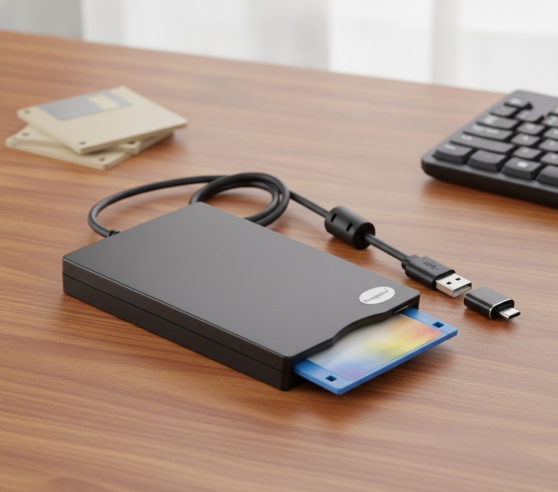 Floppy Disk Reader, 3.5 inch, USB Type A/C, 1.44 MB, Frosted Texture