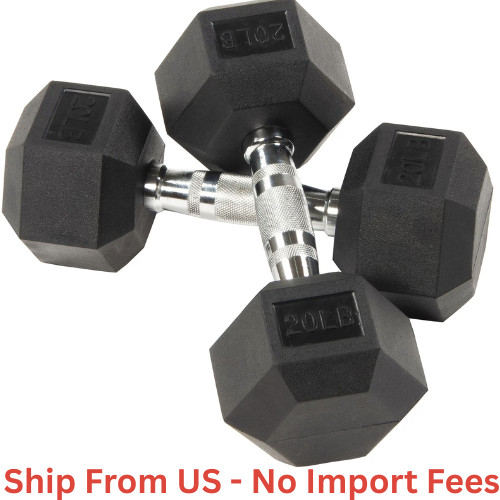 SALE! BalanceFrom Rubber Encased Hex Dumbbells, 20 lbs Pair, Black, Free Ship