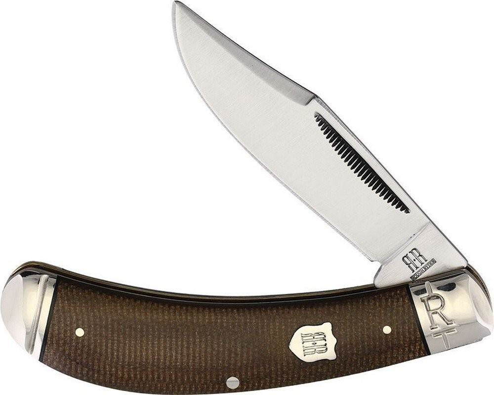 Rough Ryder Bow Trapper Folding Knife Brown Micarta Handle - RR2375-KB275R-1