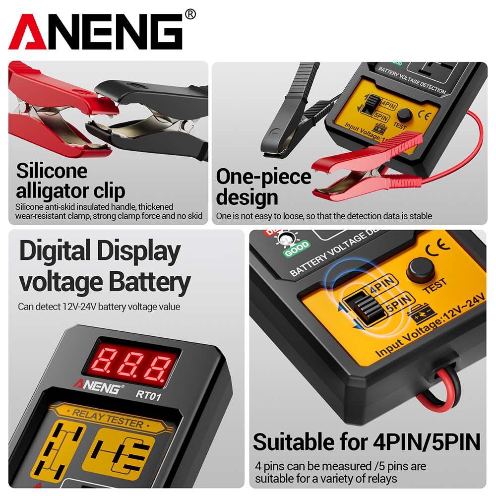 RT01 Car Relay Tester 11–25V Voltage Diagnostic Tool with LED Indicator