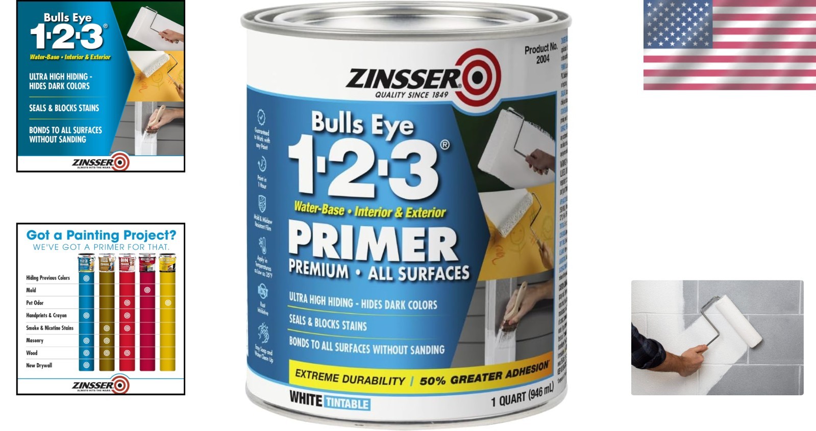 Versatile Water-Based Primer & Sealer - Bulls Eye 1-2-3, Stain Blocking, White