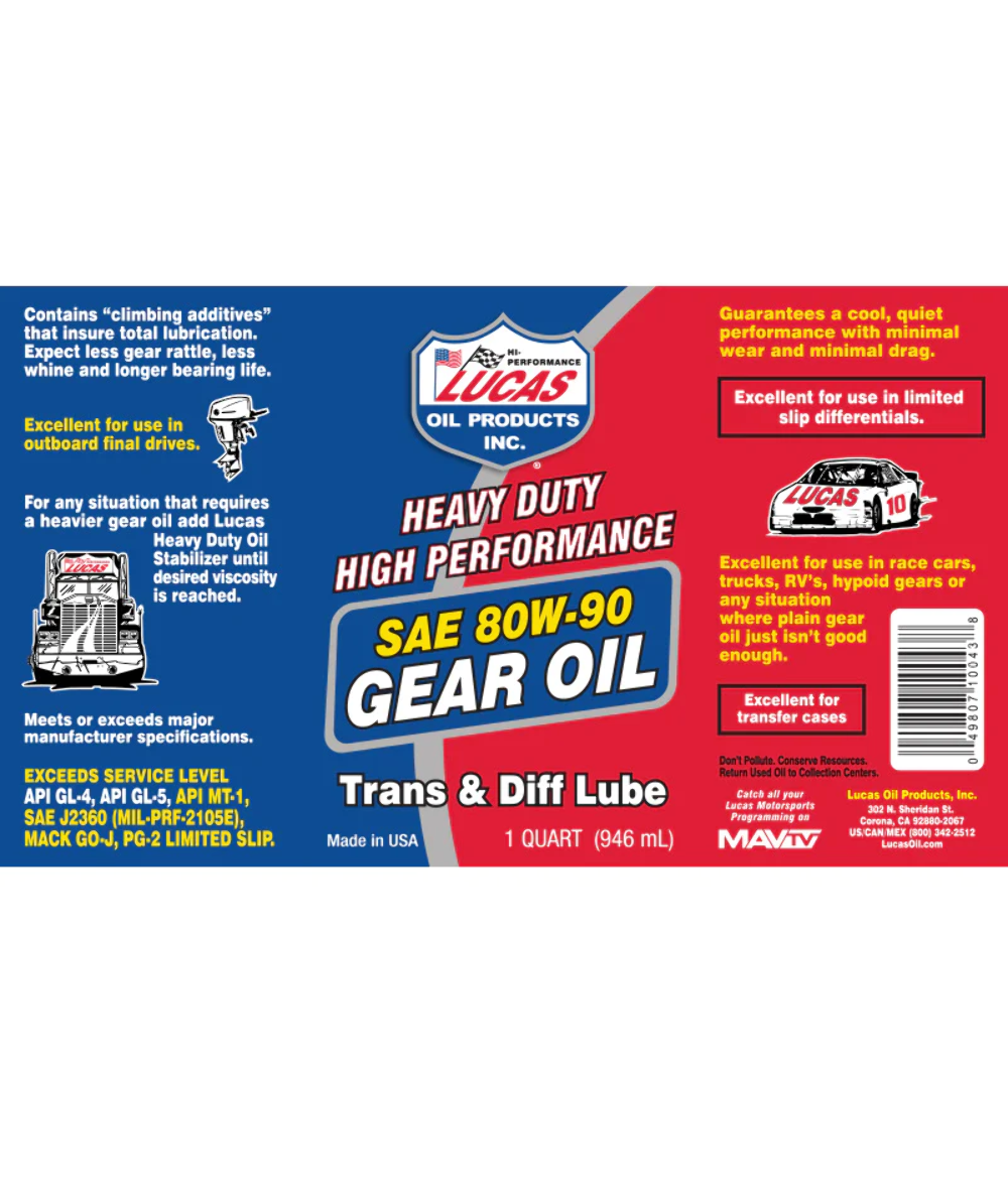Lucas Heavy Duty 80W-90 Gear Oil, 32 Oz