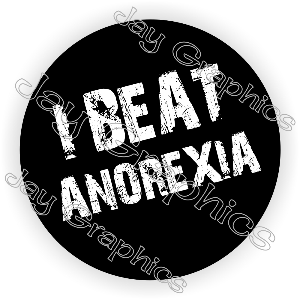 3pcs I Beat Anorexia Hard Hat Stickers Decals Funny Helmet Construction Laborer