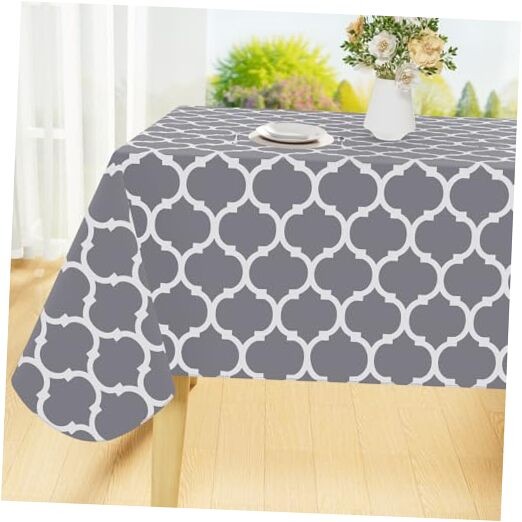 Square Table Cloth, Waterproof Vinyl Tablecloths with 54" x 54" (Square) Grey