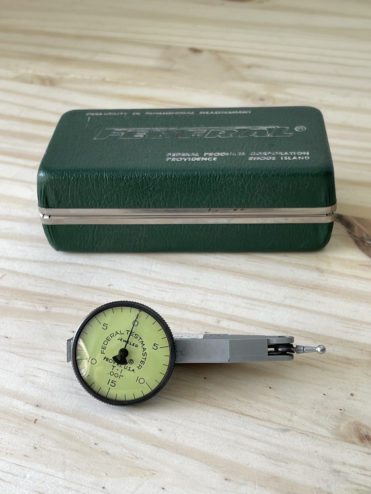Federal Testmaster T-1 Dial Test Indicator .001" Jeweled w/ Case