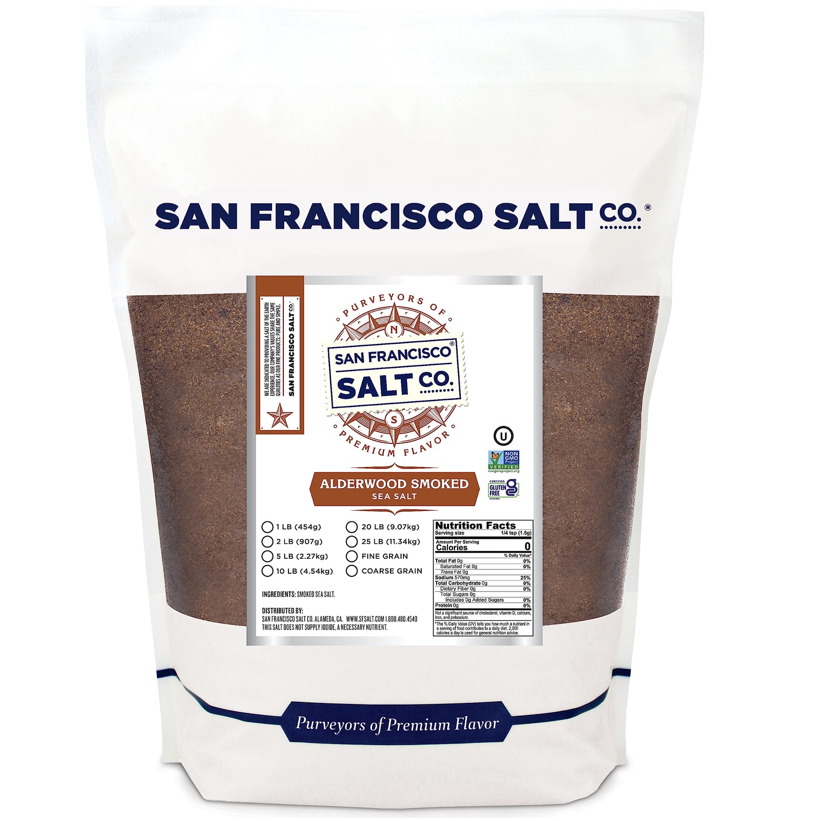 Alderwood Smoked Sea Salt - 2 lb. Bag Fine Grain by San 32 Ounce (Pack of 1)