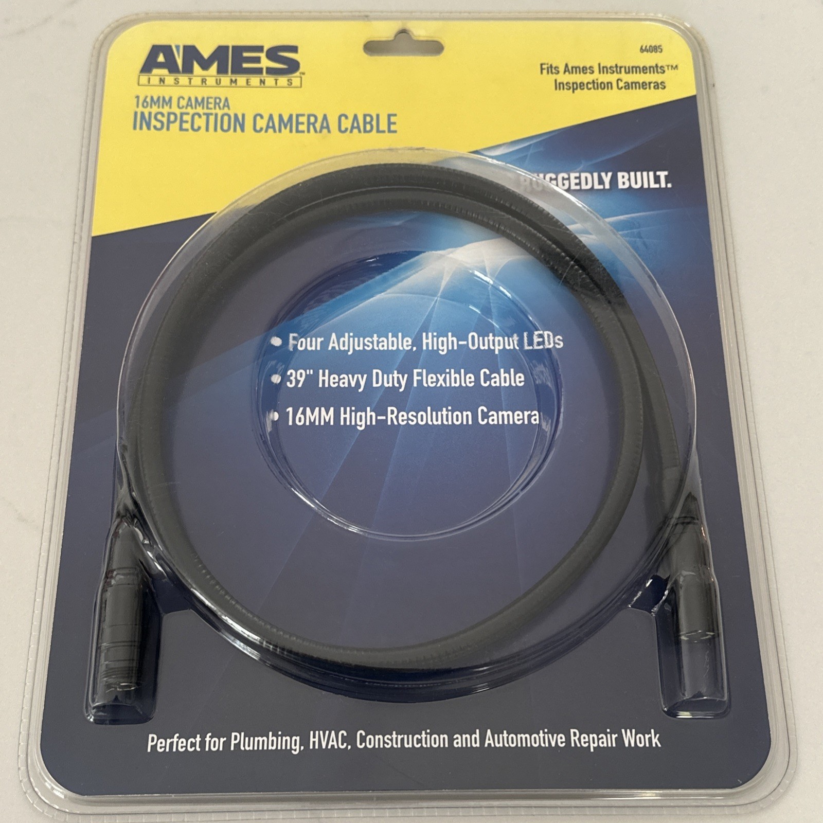 Ames 5.5mm Camera Inspection High Resolution 39” Heavy Duty Flex Cable 4 LED’s
