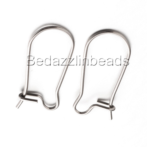 8 Dark Silver 304 Stainless Surgical Steel 20mm Plain Kidney Earring Findings