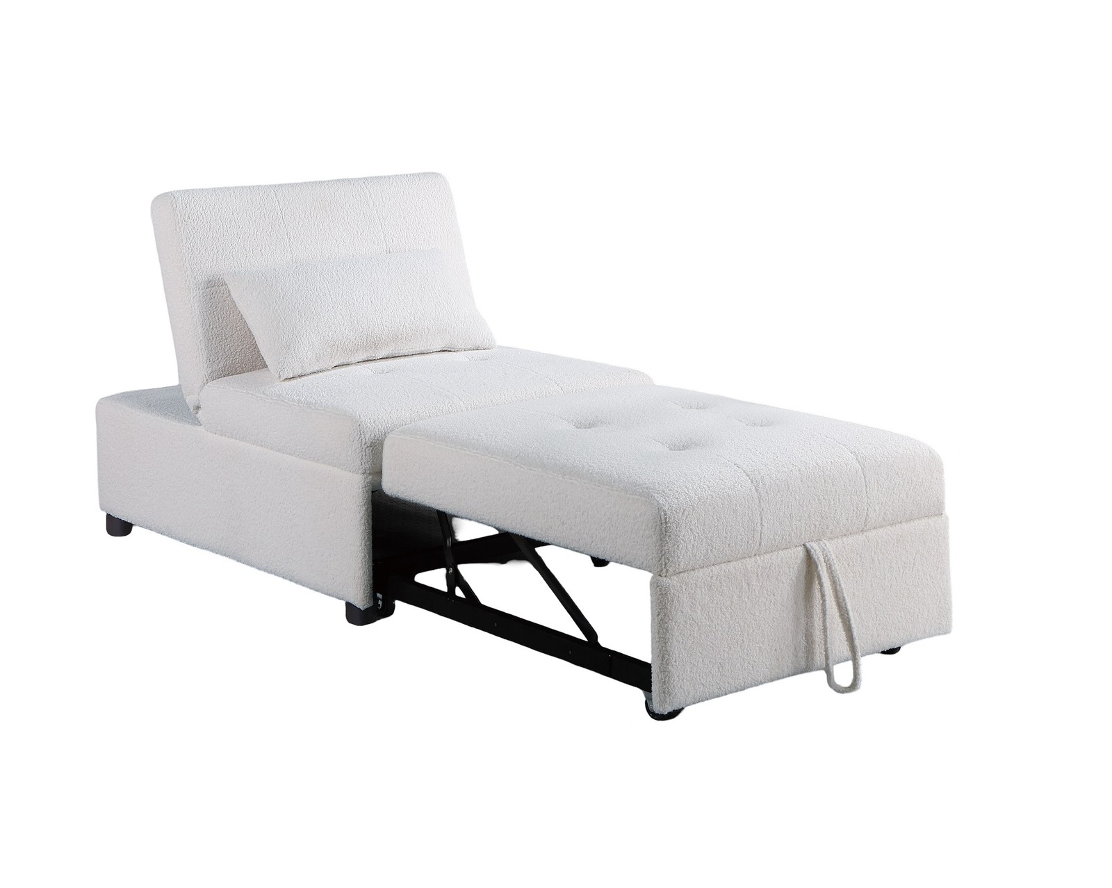 Contemporary White Color Sleeper Sofa Chair Pillow Plush Tufted Seat 1pc Convert