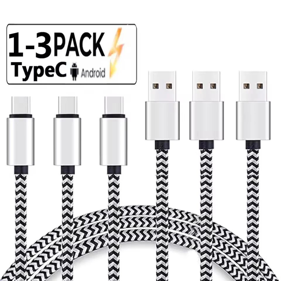 3Pack Braided USB C Type-C Fast Charging Data SYNC Charger Cable Cord 6FT