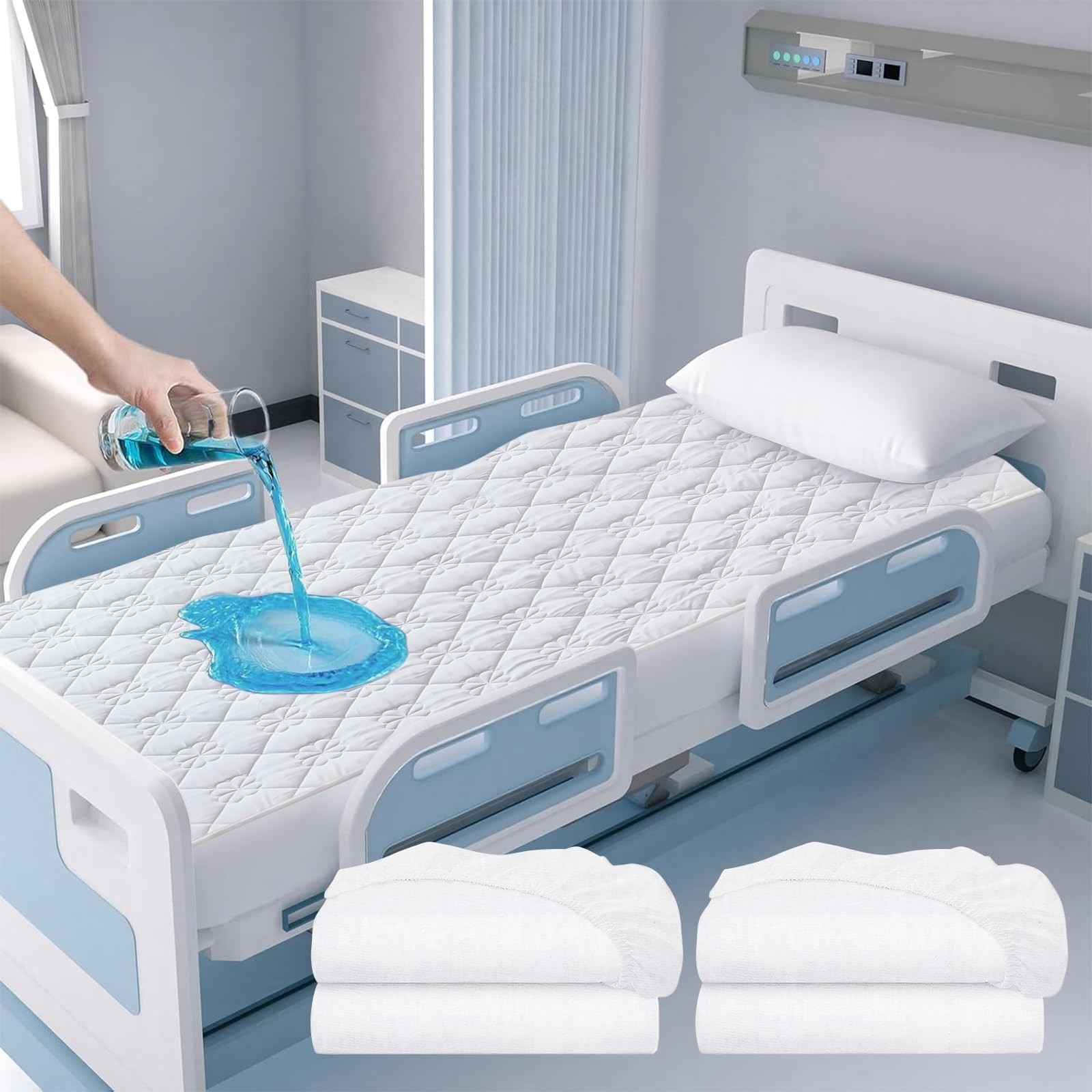 2 Pack Waterproof Hospital Bed Sheet Mattress Cover Protector 36" x 80" x 14"...