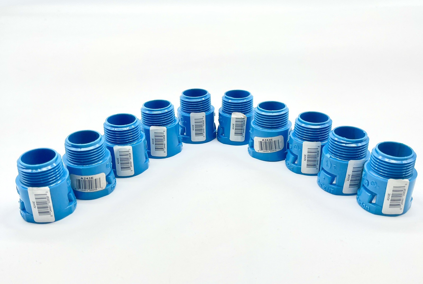 Carlon Lot of 10 3/4" “Smurf” ENT Non-Metallic Quick Connect Couplings New