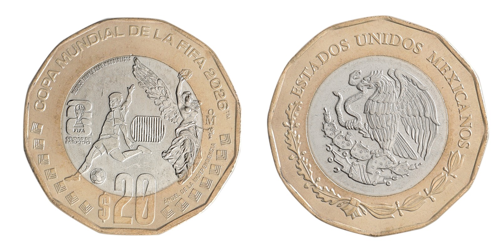 Mexico 20 Pesos, 2026, Mint, Commemorative, 2026 FIFA World Cup (Mexico City)