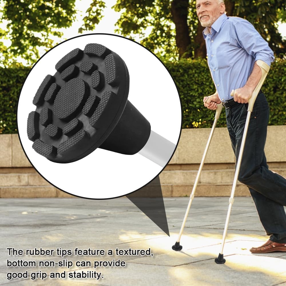 Forearm Eblow Crutches Tips for 3/4 inch Cane Non-Slip Rubber 2 Pcs