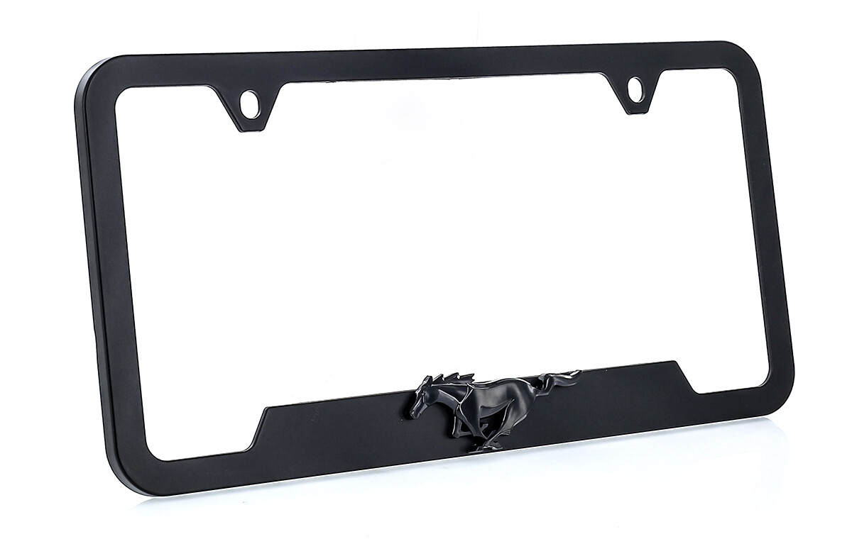 3D Mustang Emblem Black Plastic License Frame Holder
