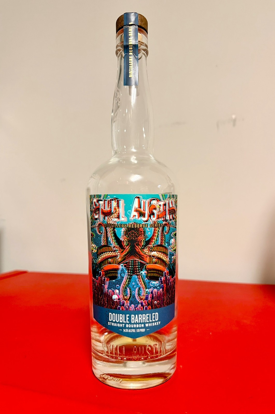 Still Austin Double Barrel Octopus Empty Bourbon Bottle sick 3D Artwork Rare!!
