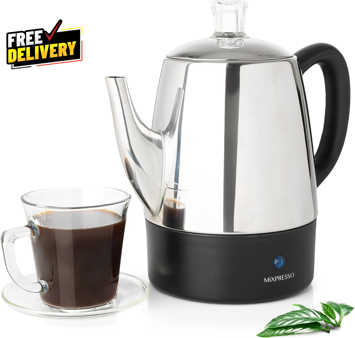 Small Percolator Coffee Pot Electric 4 Cup Stainless Steel Coffee Maker Coffee