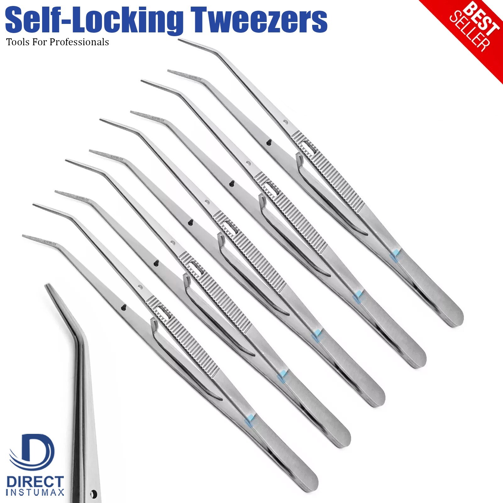 Dental Surgical Locking Tweezers Self Lock Cotton Dressing Forceps Medical Tools