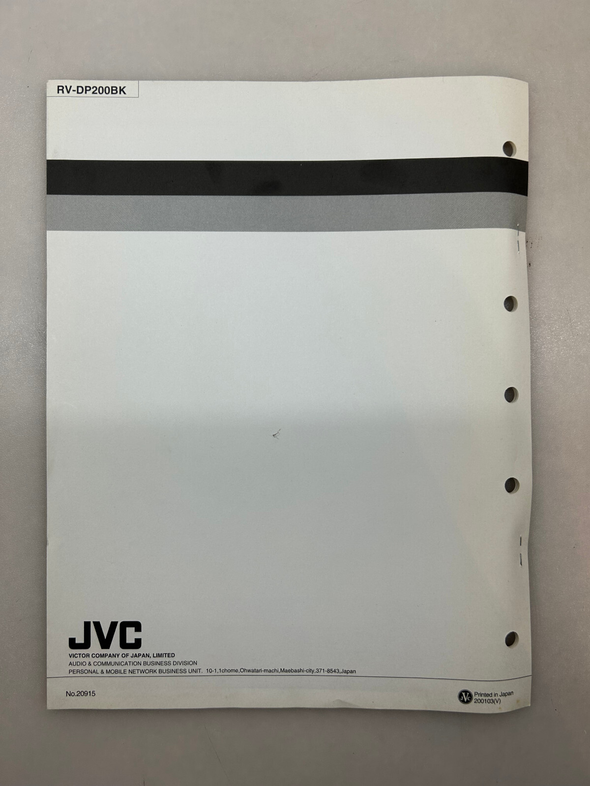 JVC RV-DP200BK Original Schematic Diagrams Free Shipping