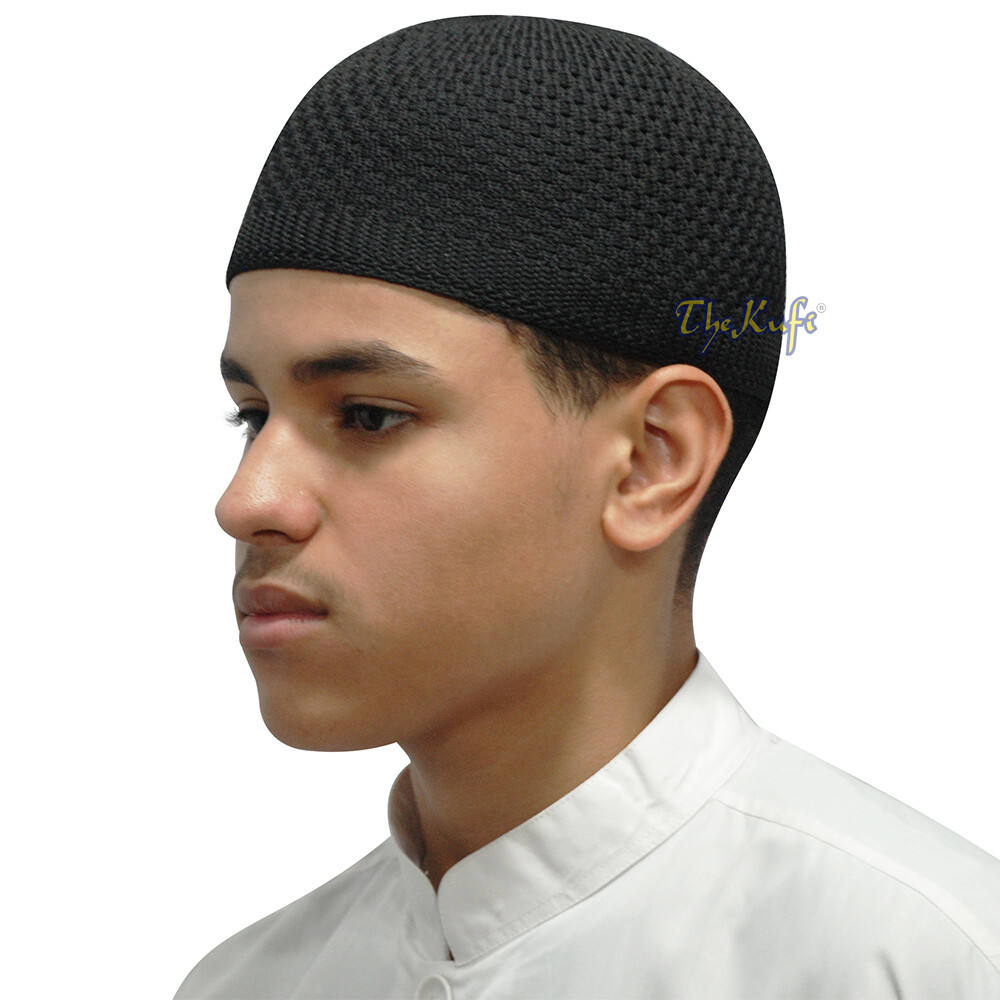 SALE! BLACK KUFI SKULL CAP | Nylon Stretchy Muslim Prayer Beanie Hat Sizes SM-4X