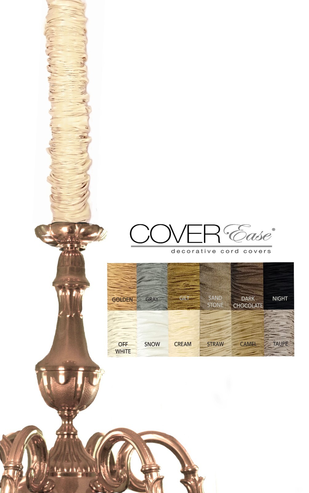 Cream 4ft Hook & Loop Removable Cover Chandelier Chain Cover USA