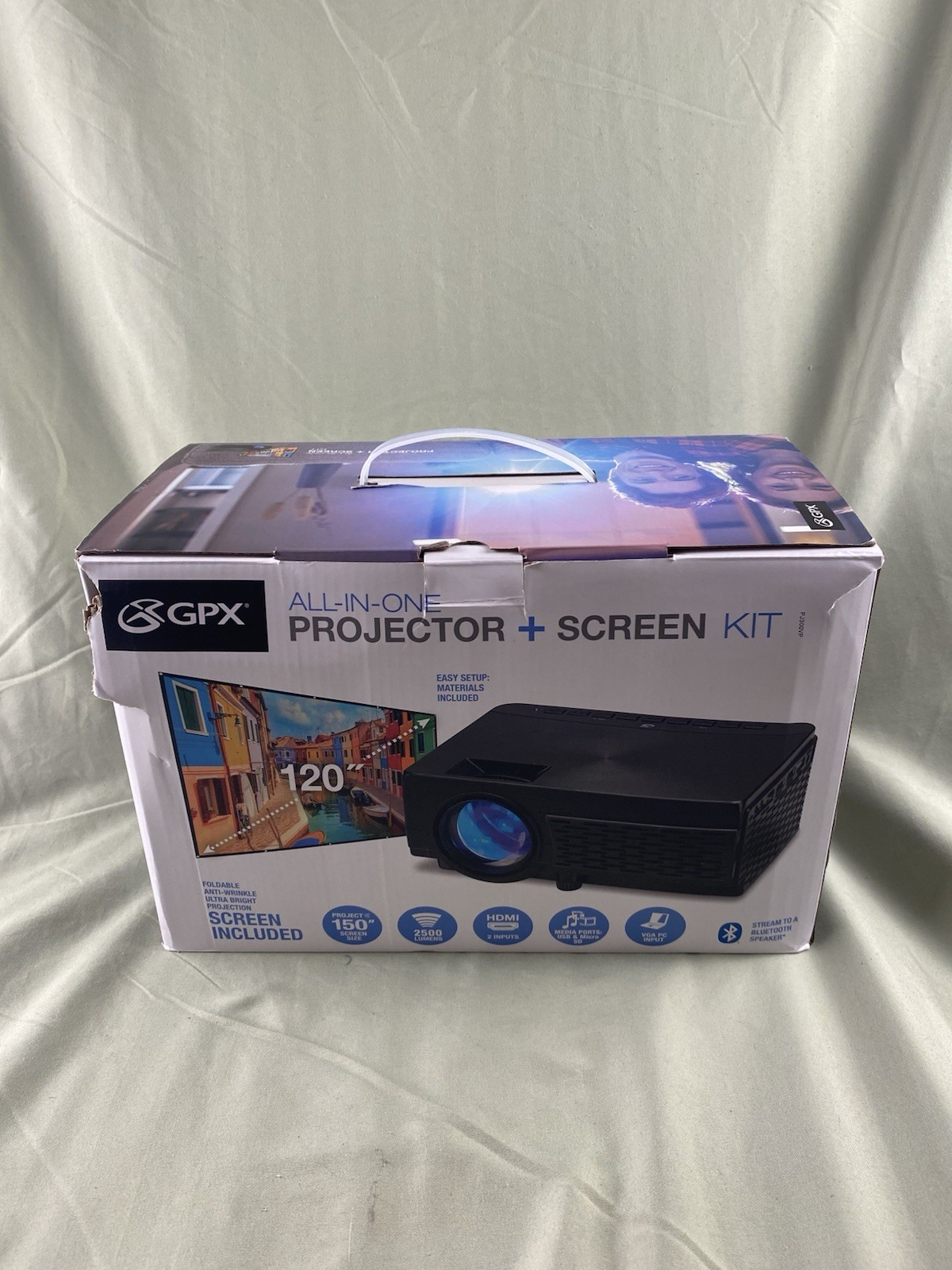 GPX All-in-One Projector and Screen Kit - Bluetooth, 120" screen, 1080p support