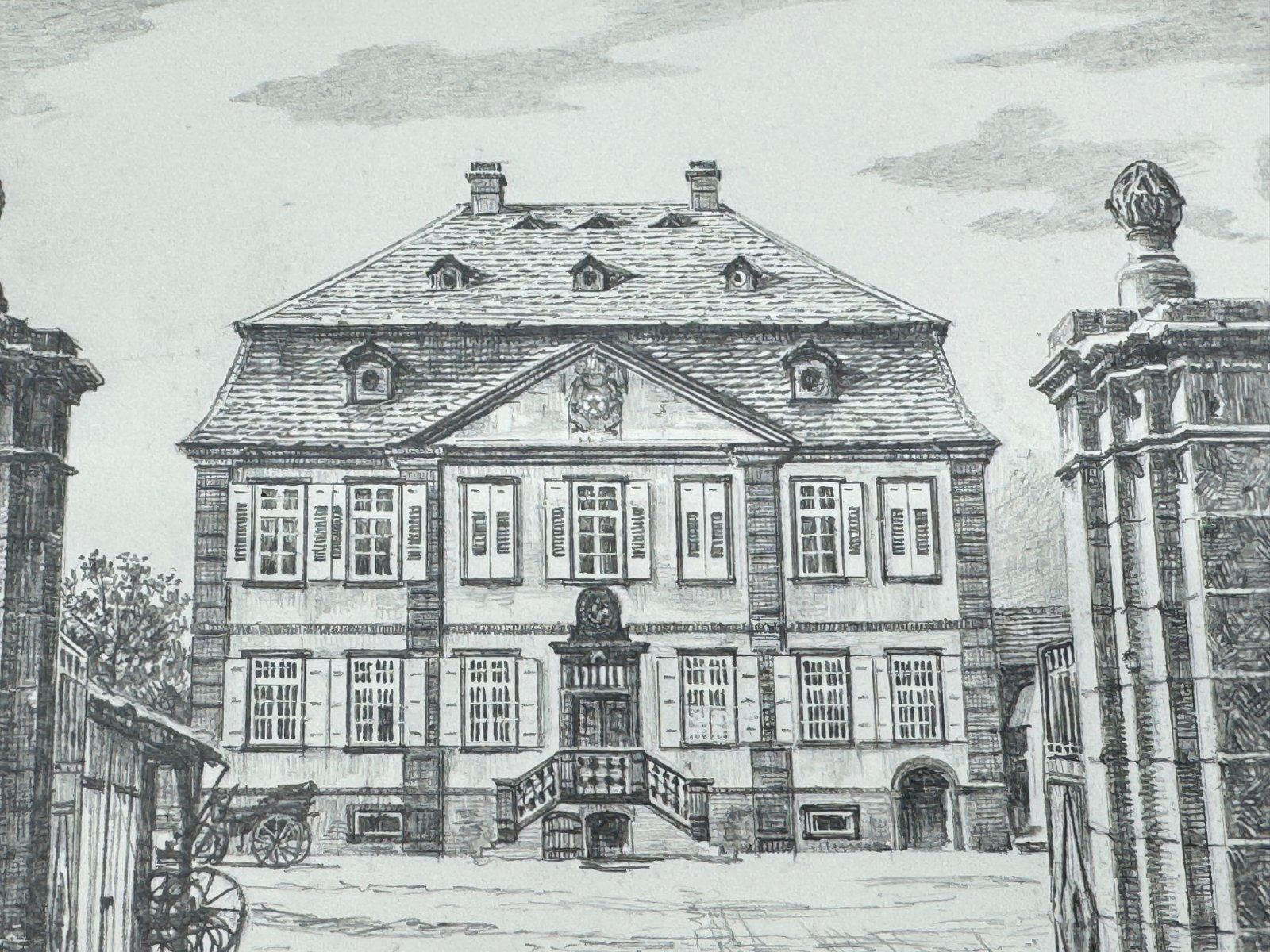 * HEINZ WEHLISCH DRAWING CASTLE POLCH MAYEN VIEW SIGNED