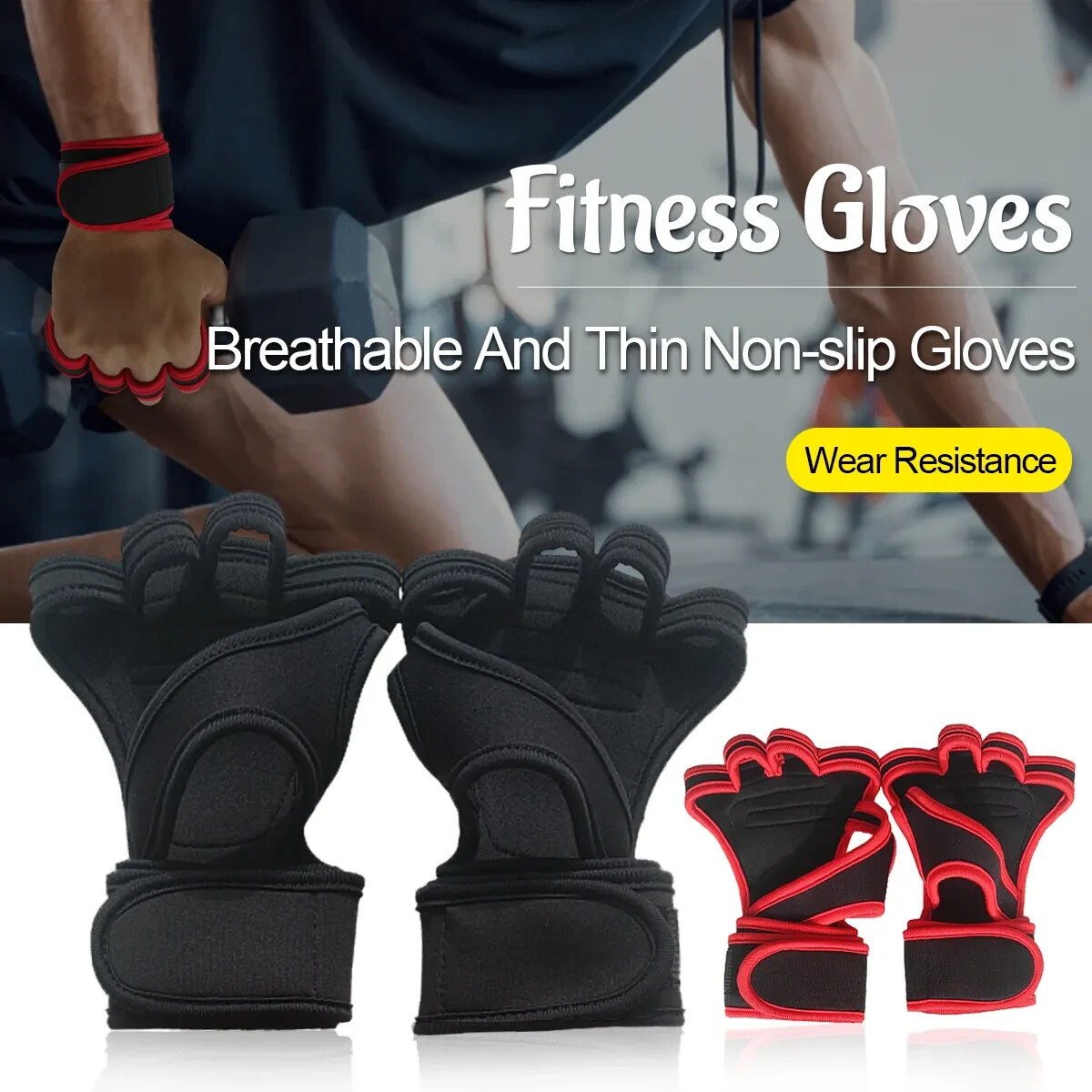 Workout Gloves Wrist Wraps for Men and Women Exercise Gloves for Weight Lifting